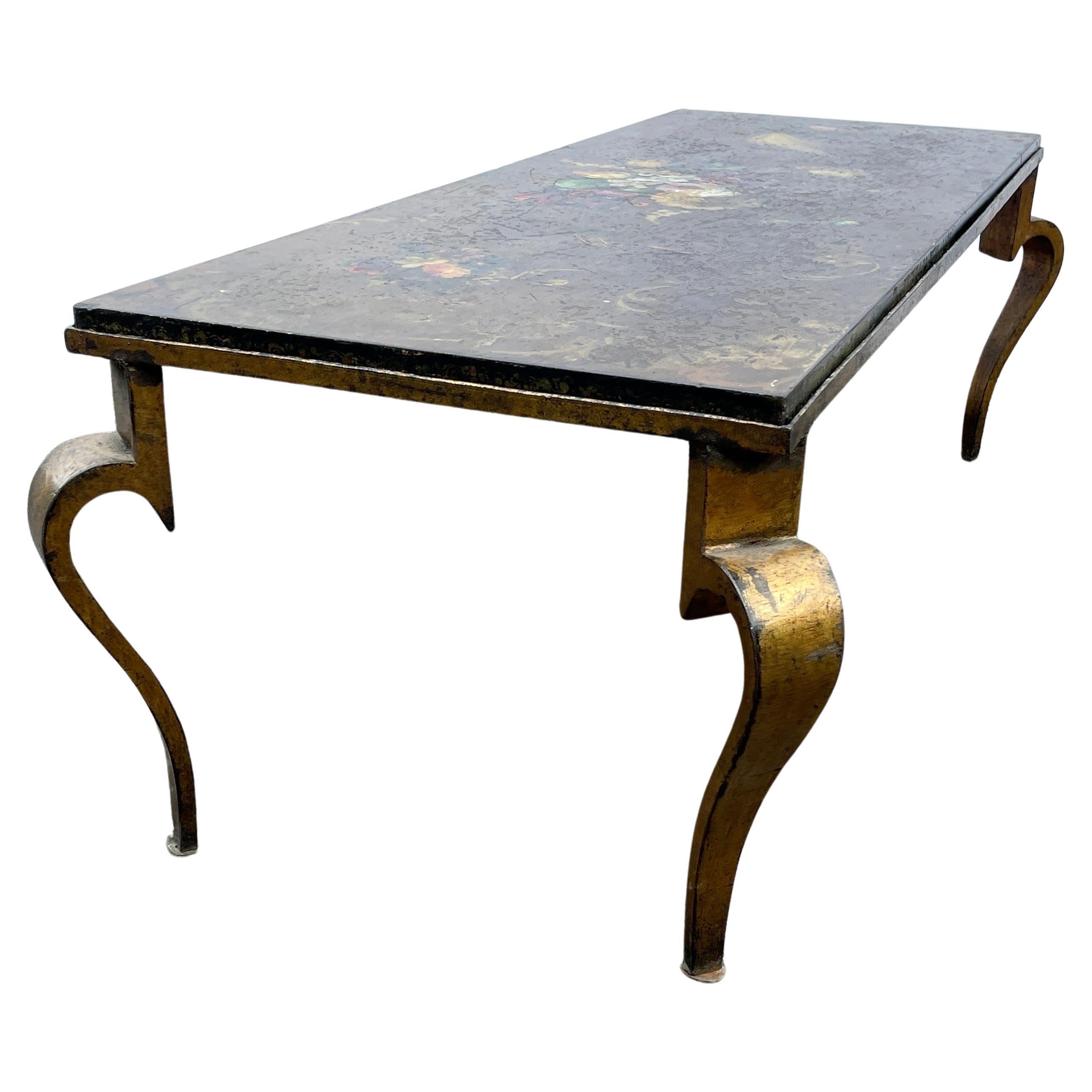Iron Vintage Italian Hand-painted Rectangular Cocktail Table, Circa 1950 For Sale
