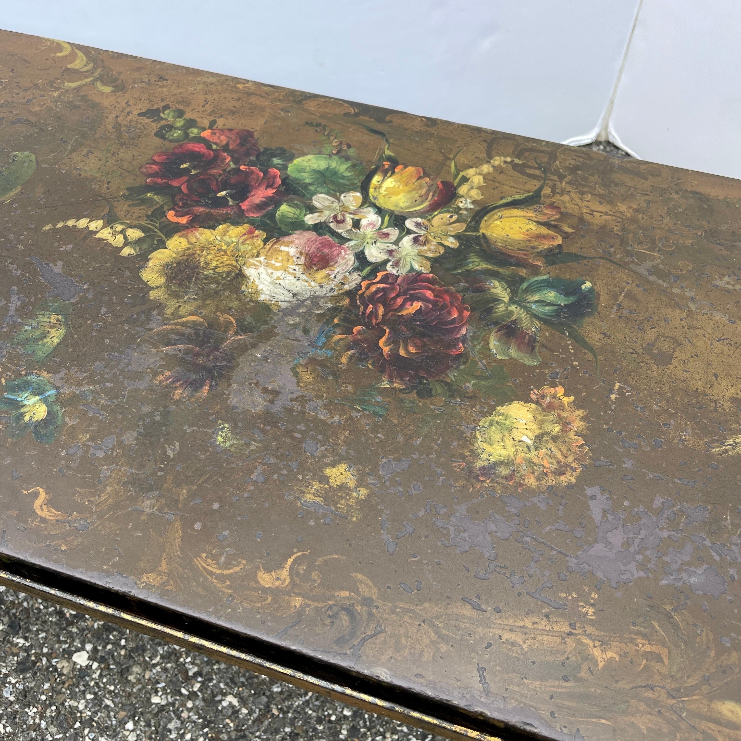 Vintage Italian Hand-painted Rectangular Cocktail Table, Circa 1950 For Sale 1