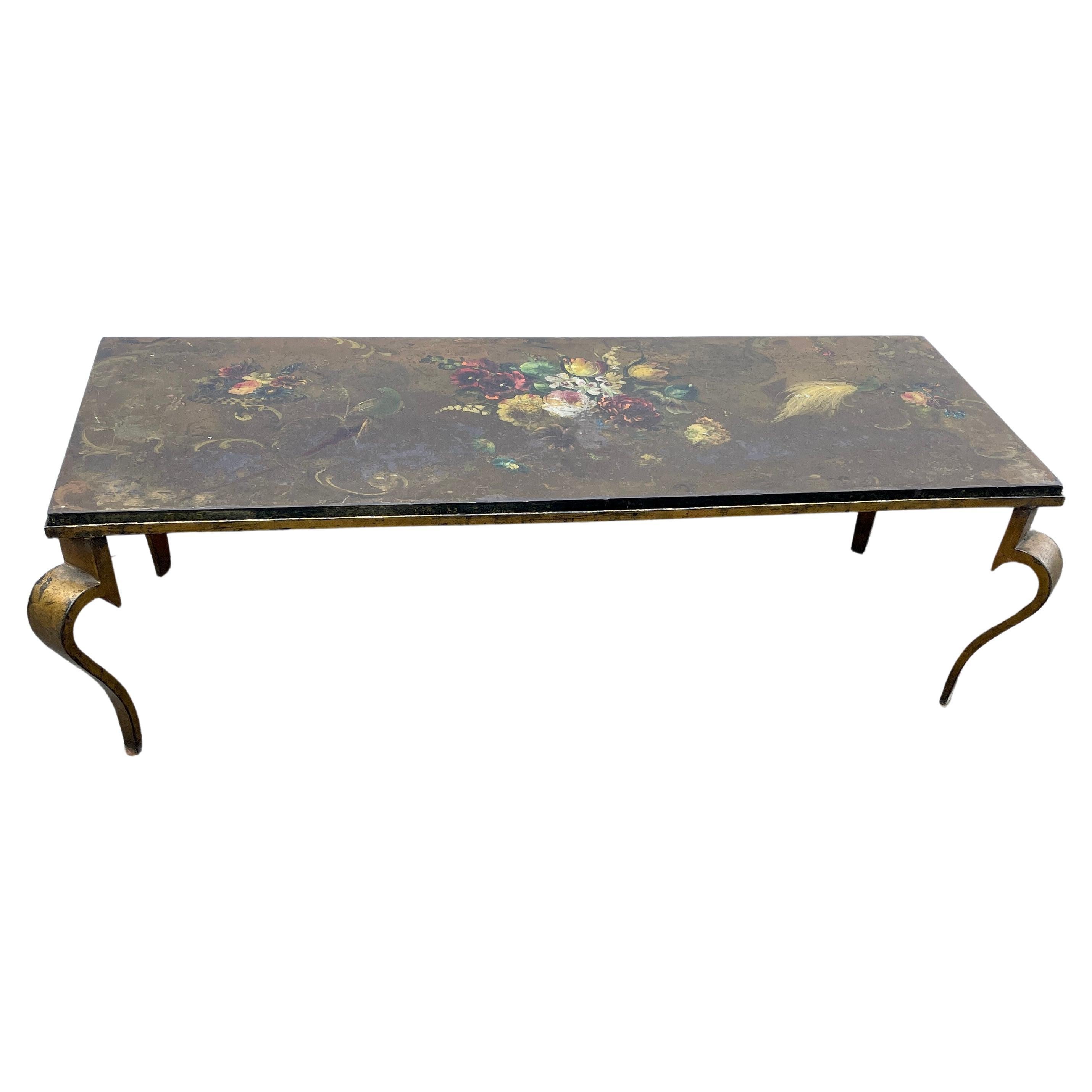 Vintage Italian Hand-painted Rectangular Cocktail Table, Circa 1950 For Sale