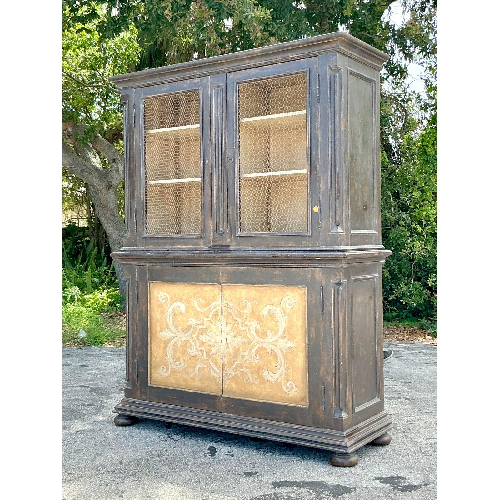 20th Century Vintage Italian Hand Painted Tuscan Cabinet For Sale