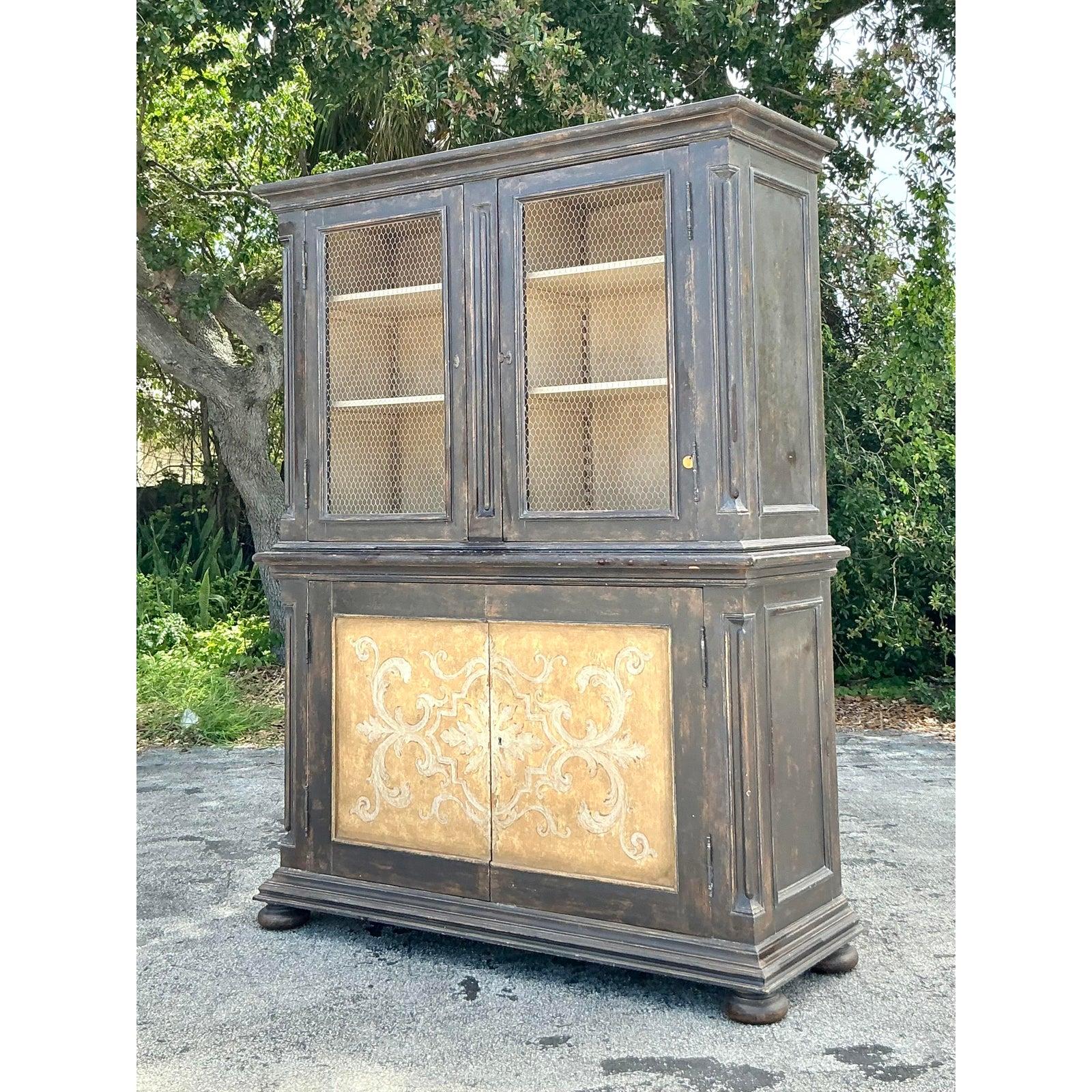 Vintage Italian Hand Painted Tuscan Cabinet For Sale 3