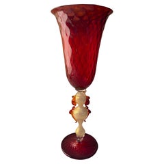 Vintage Italian Handcrafted Chalice in Blown Murano Red Glass