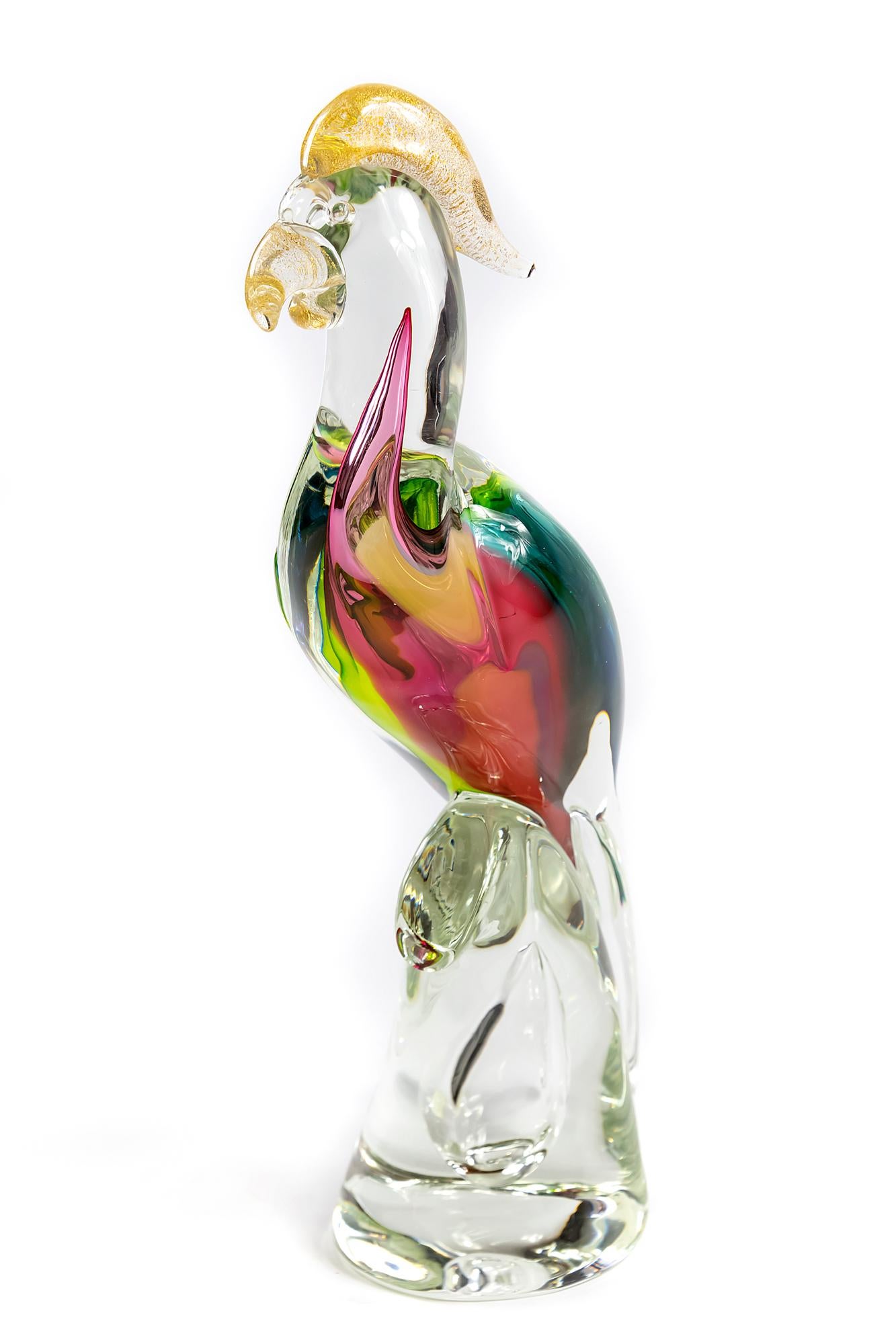 Italian handmade Marcolin crystal parrot figure with inlaid gold dust and different colors. Signed Marcolin Made in Italy.
It is heavy.