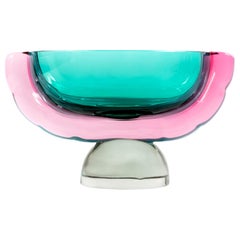Vase italien vintage en verre de Murano fait à la main, par Marcello Furlan
