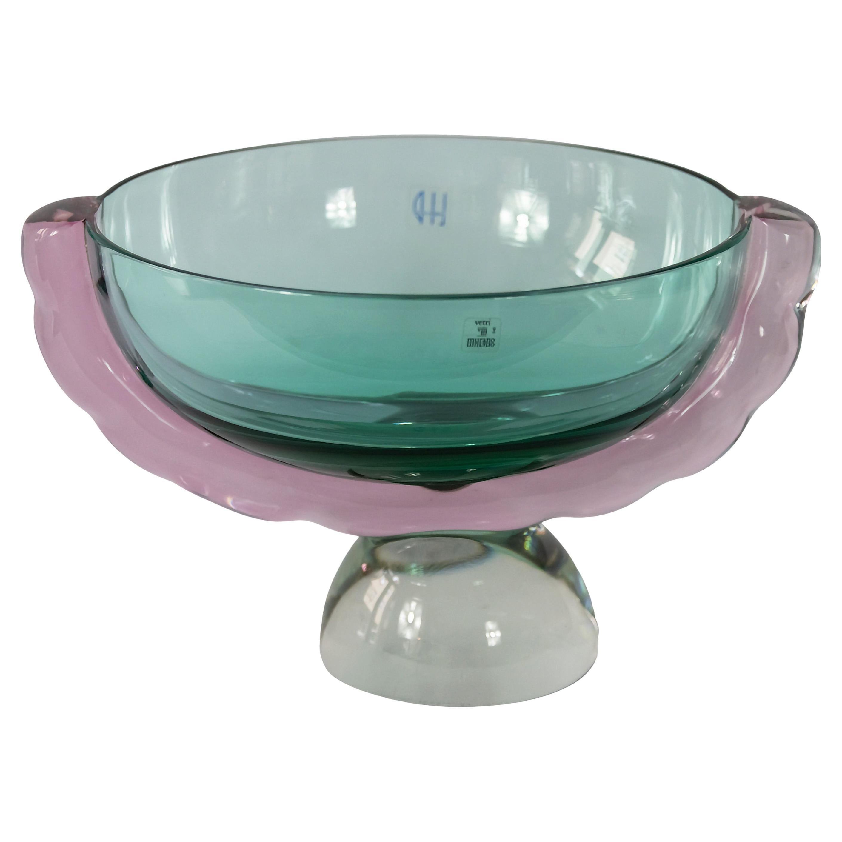 Vaso vintage in vetro di Murano fatto a mano, di Marcello Furlan