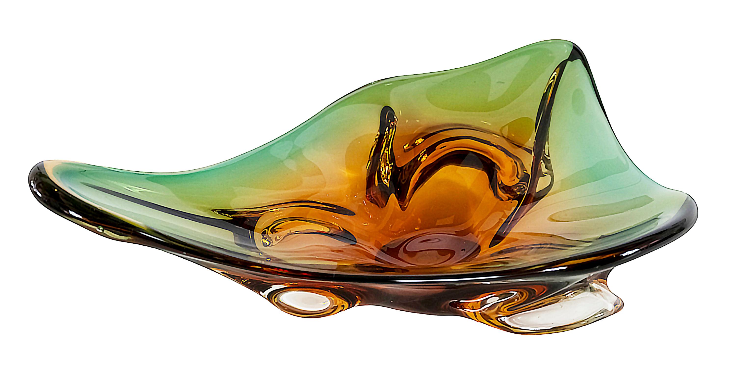 Mid-Century Modern Vintage Italian Handmade Murano Glass Vase / Centerpiece For Sale