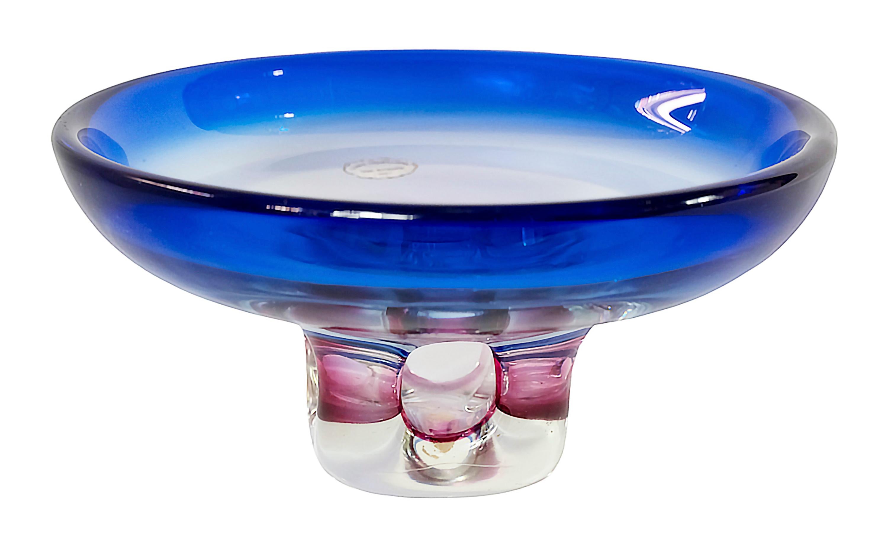 Mid-Century moderno Vaso / Centrotavola in vetro di Murano fatto a mano italiano vintage
