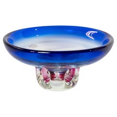 Vaso / Centrotavola in vetro di Murano fatto a mano italiano vintage