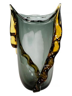 Vintage Italian Handmade Murano Glass Vase Signed Diego Bardella