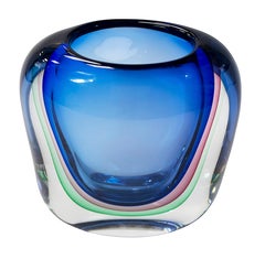 Jarrón de cristal de Murano Vintage Italian Sommerso hecho a mano