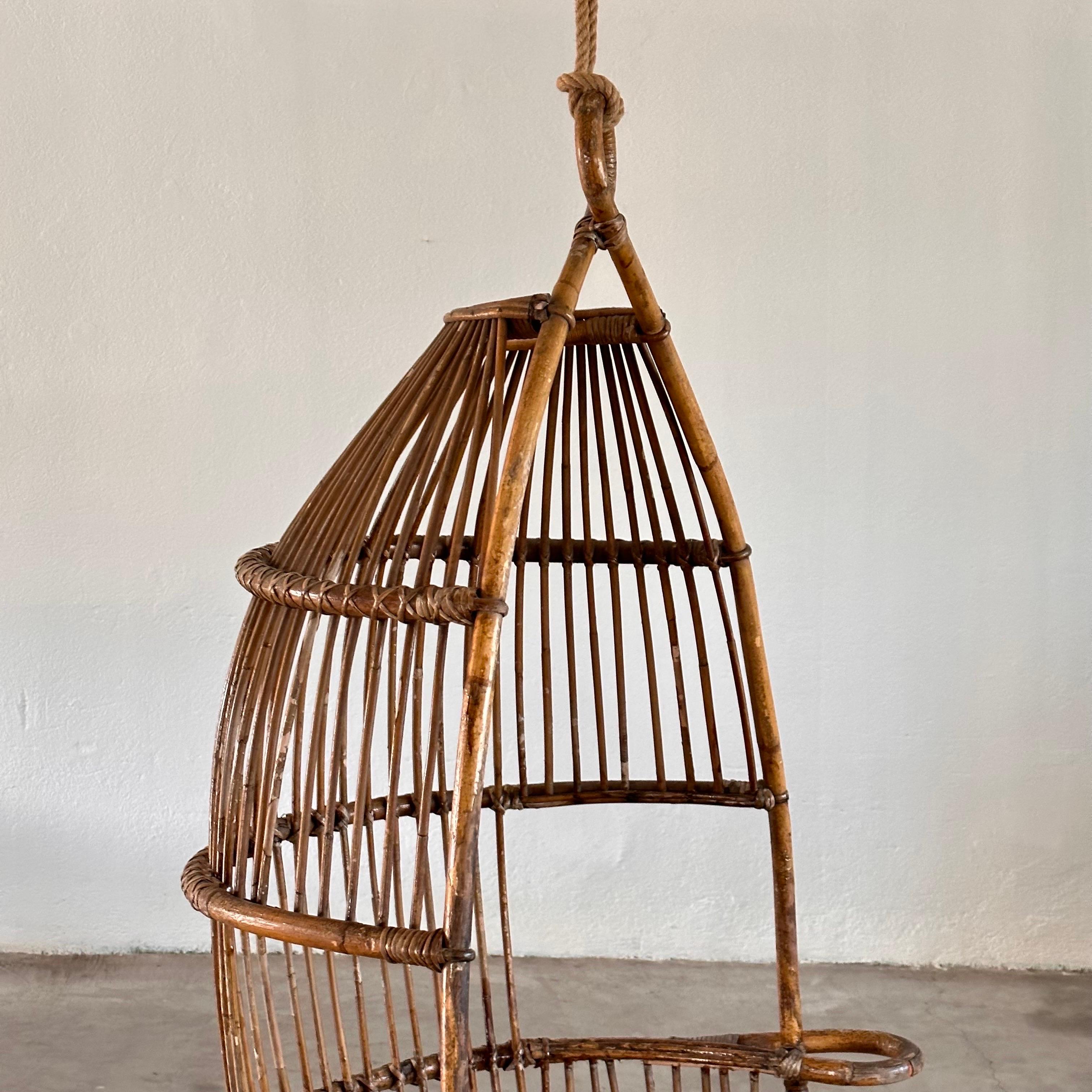 Bamboo Vintage Italian Hanging Armchair by Fratelli Castano, 1950s For Sale