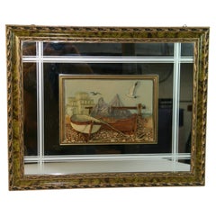 Vintage 3D  Italian Harbor Scene Mirrored Wall Sculpture