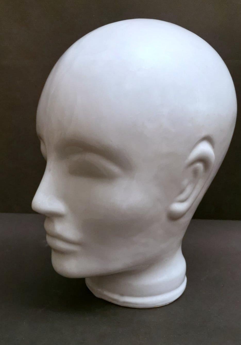 20th Century Vintage Italian Head in White Glazed Ceramic For Sale