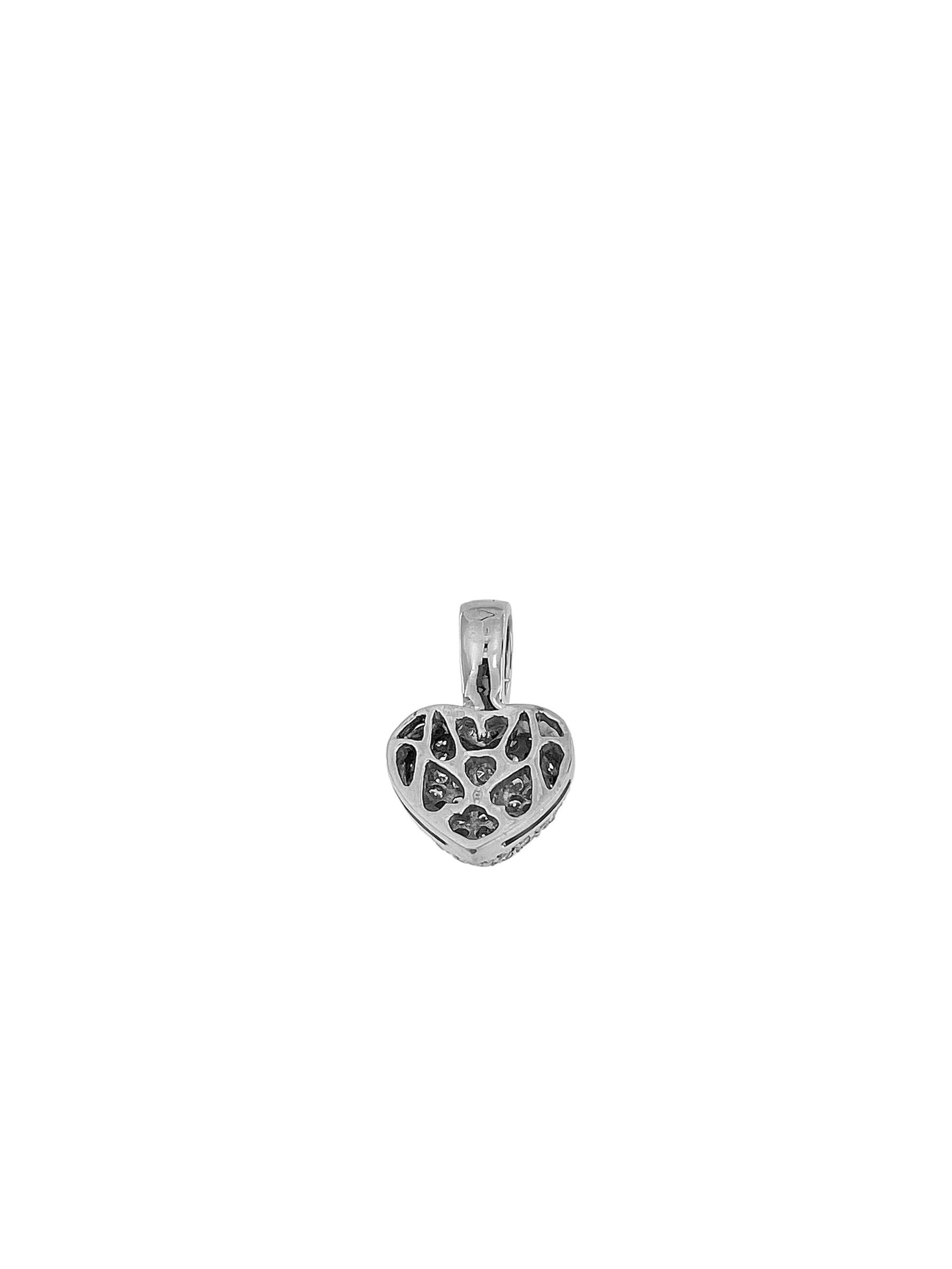 Italienischer Vintage-Herz-Anhänger aus Weißgold mit Diamanten (Brillantschliff)