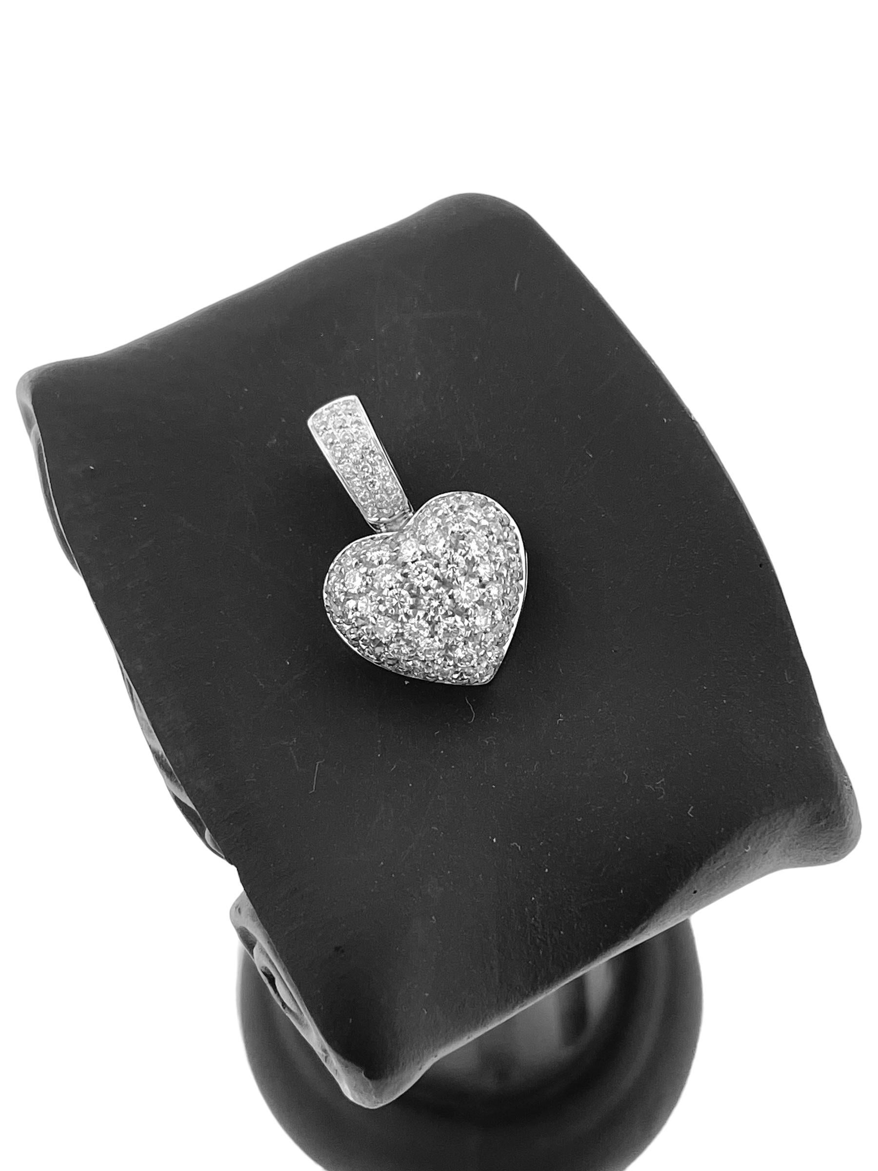 Italienischer Vintage-Herz-Anhänger aus Weißgold mit Diamanten für Damen oder Herren