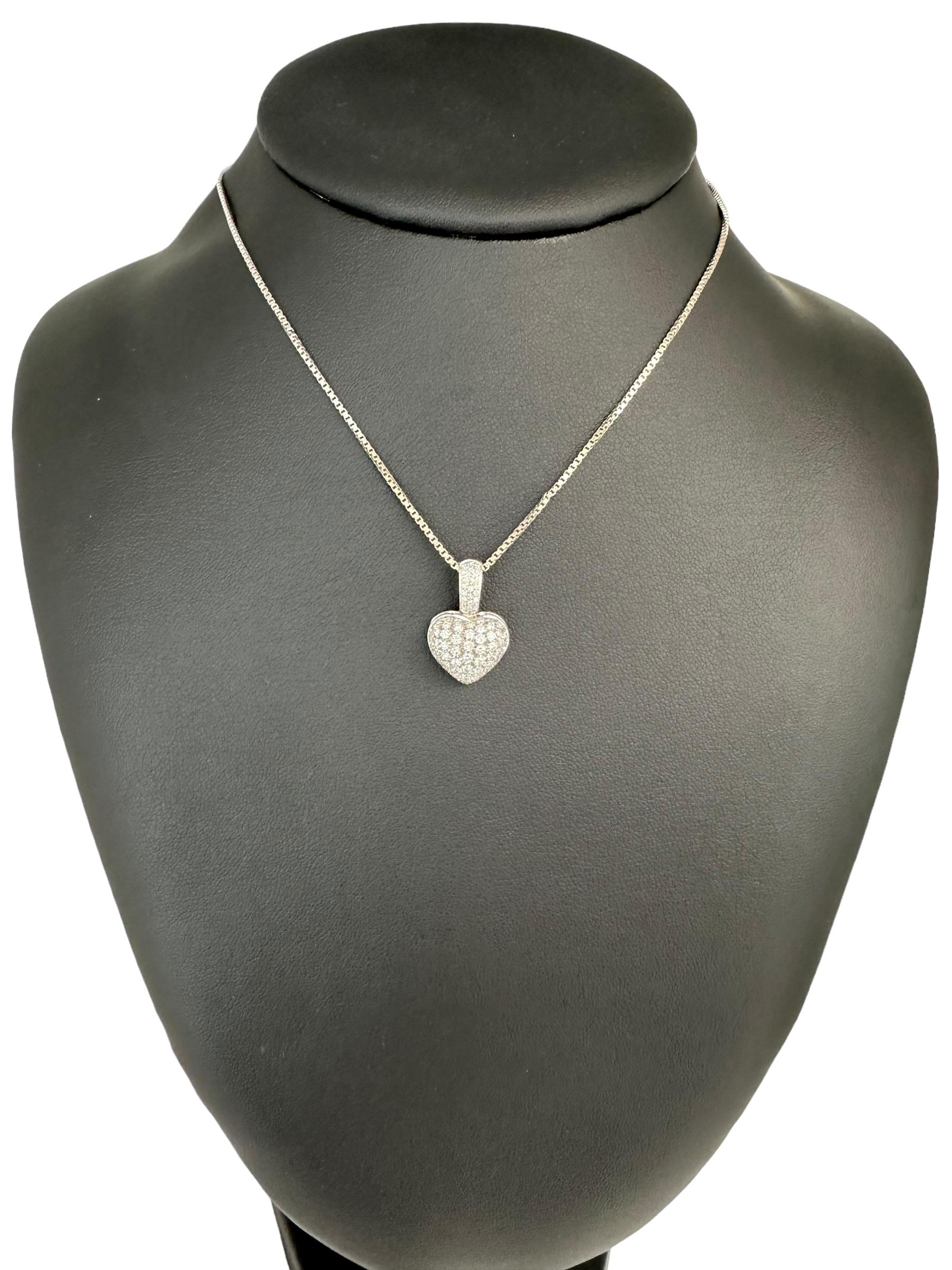 Italienischer Vintage-Herz-Anhänger aus Weißgold mit Diamanten 1