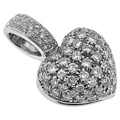 Italienischer Vintage-Herz-Anhänger aus Weißgold mit Diamanten