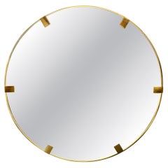 Miroir rond vintage italien en laiton massif