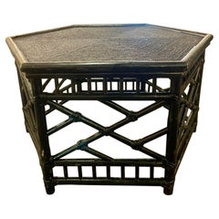 Vintage Italian Hexagonal Bamboo Low Table