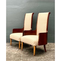 Vintage Italian High Back Chairs - A Pair