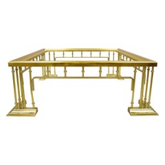 Vintage Italian Hollywood Regency Brass Plated Metal Square Coffee Table Base Vintage Italian Hollywood Regency Brass Plated Metal Square Coffee Table Base