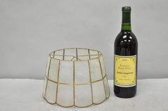 Vintage Italian Hollywood Regency Capiz Shell Gold 8.5" Round Clip On Lamp Shade