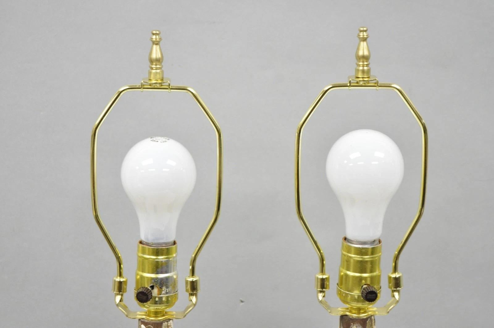 Vintage Italian Hollywood Regency geschnitzt Gold Giltwood Ananas Tischlampe Paar im Angebot 2