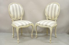 Vintage Italian Hollywood Regency Carved Rope and Tassel Dining Chairs, Set 4