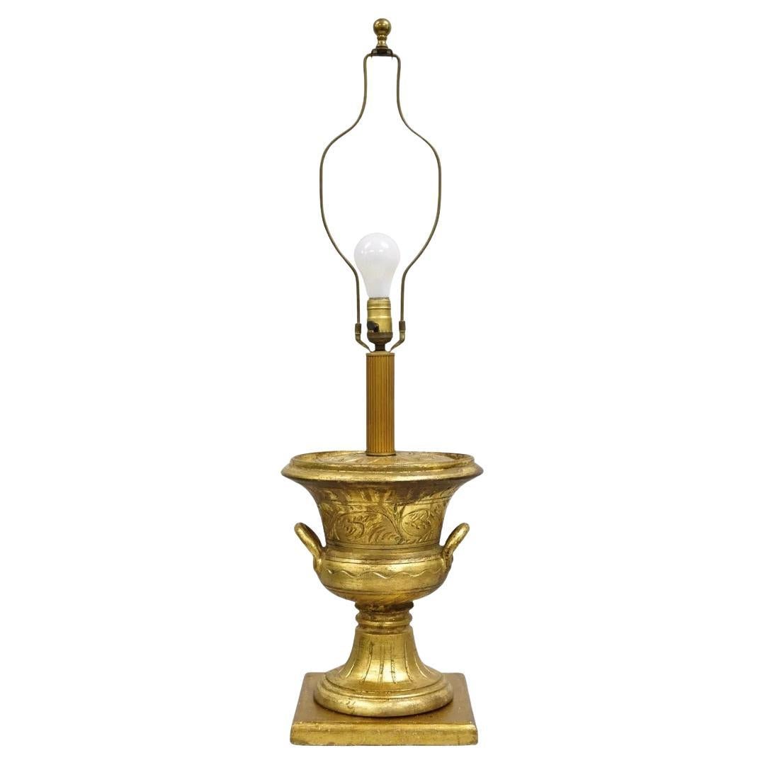 Vintage Italian Lamp Hollywood Regency, lampada da tavolo a doppia maniglia in ceramica oro