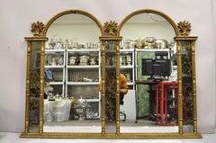 Großer italienischer Trumeau-Wandspiegel im Hollywood-Regency-Stil mit doppeltem Bogen in Gold, Vintage