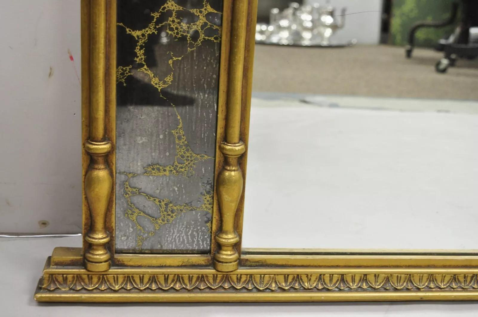 20ième siècle Grand miroir mural Trumeau vintage italien Hollywood Regency à double arc doré en vente