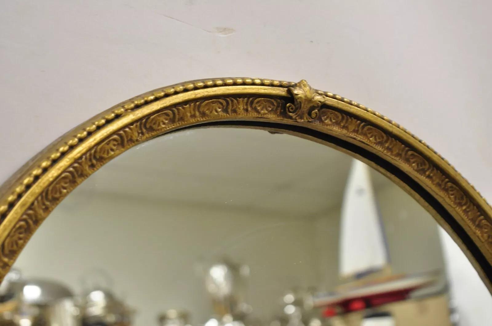 Verre Grand miroir mural Trumeau vintage italien Hollywood Regency à double arc doré en vente