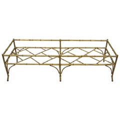 Vintage Italian Hollywood Regency Faux Bamboo Lattice Gold Coffee Table Base