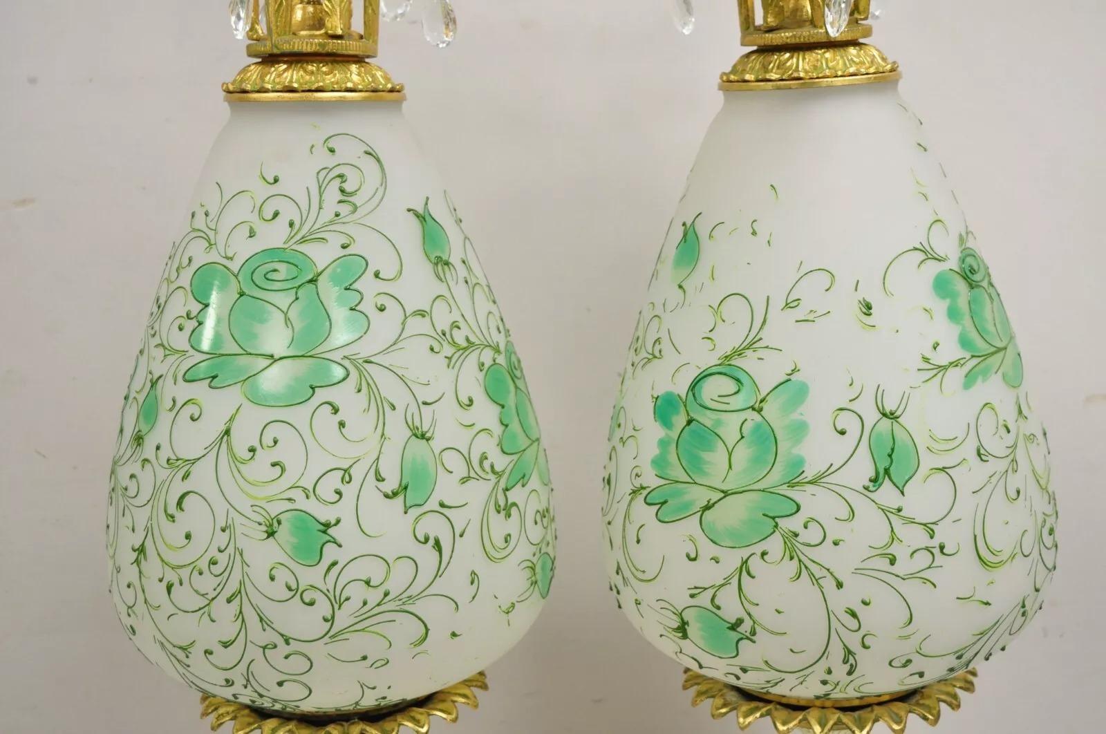 20th Century Vintage Italian Hollywood Regency Glass Pineapple Gold Metal Table Lamps - Pair For Sale