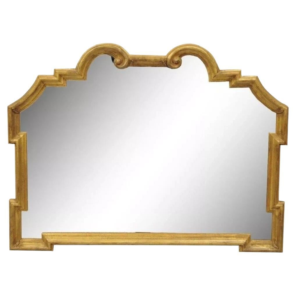 Vintage Italian Hollywood Regency Gold Gilt Carved Wood 32 x 40 Wall Mirror im Angebot