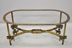 Vintage Italian Hollywood Regency Gold Gilt Iron Oval Coffee Table Base