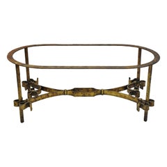 Vintage Italian Hollywood Regency Gold Gilt Iron Oval Coffee Table Base