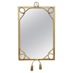 Vintage Italian Hollywood Regency Gold Gilt Iron Rope Tassel Tole Wall Mirror