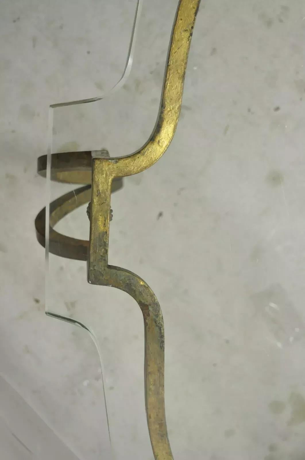 Vintage Italian Hollywood Regency Gold Gilt Iron Scalloped Glass Coffee Table For Sale 5