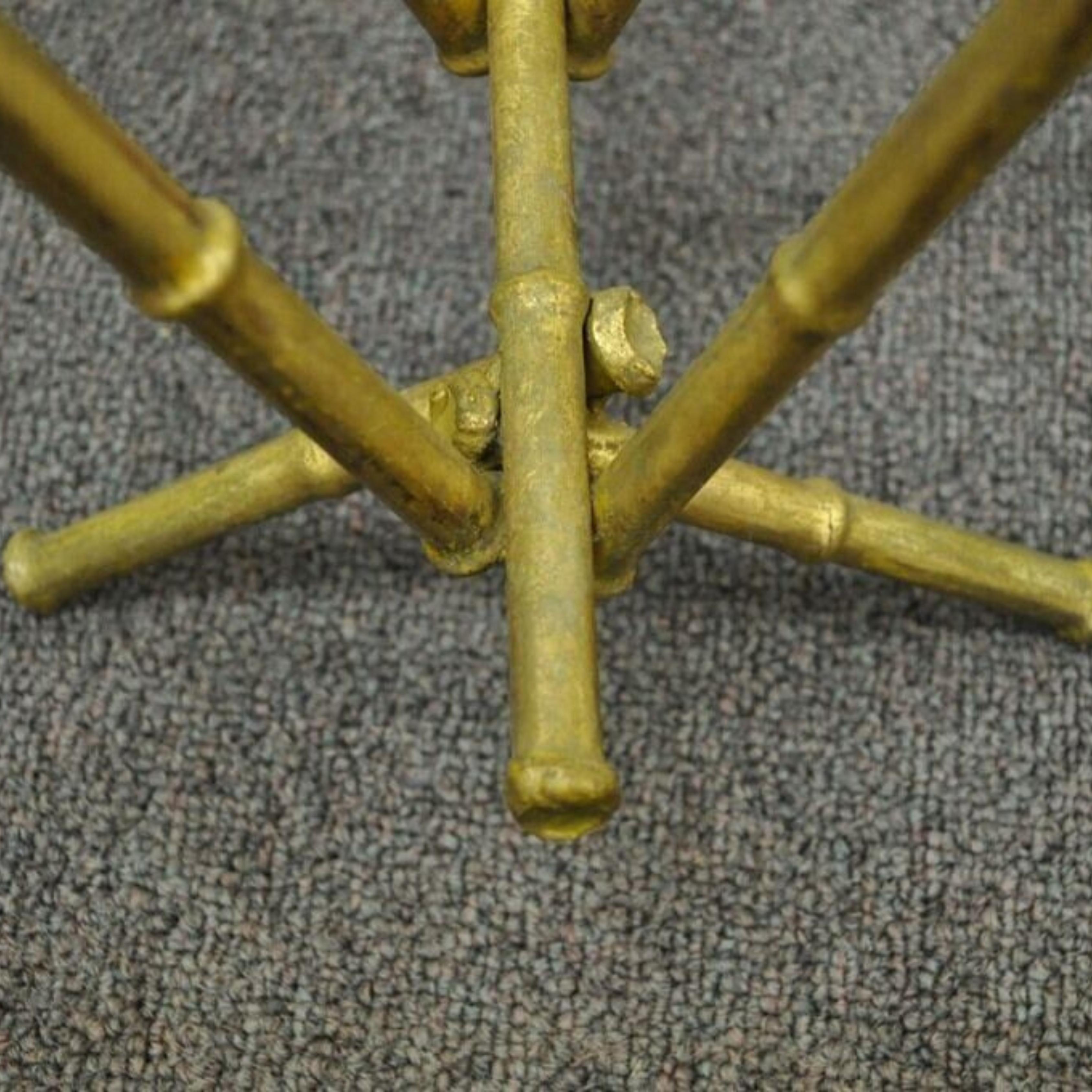 Vintage Italian Hollywood Regency Gold Gilt Metal Faux Bamboo Magazine Rack For Sale 4