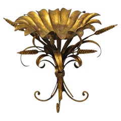 Vintage Italian Hollywood Regency Gold Gilt Tole Metal Iron Compote Centerpiece