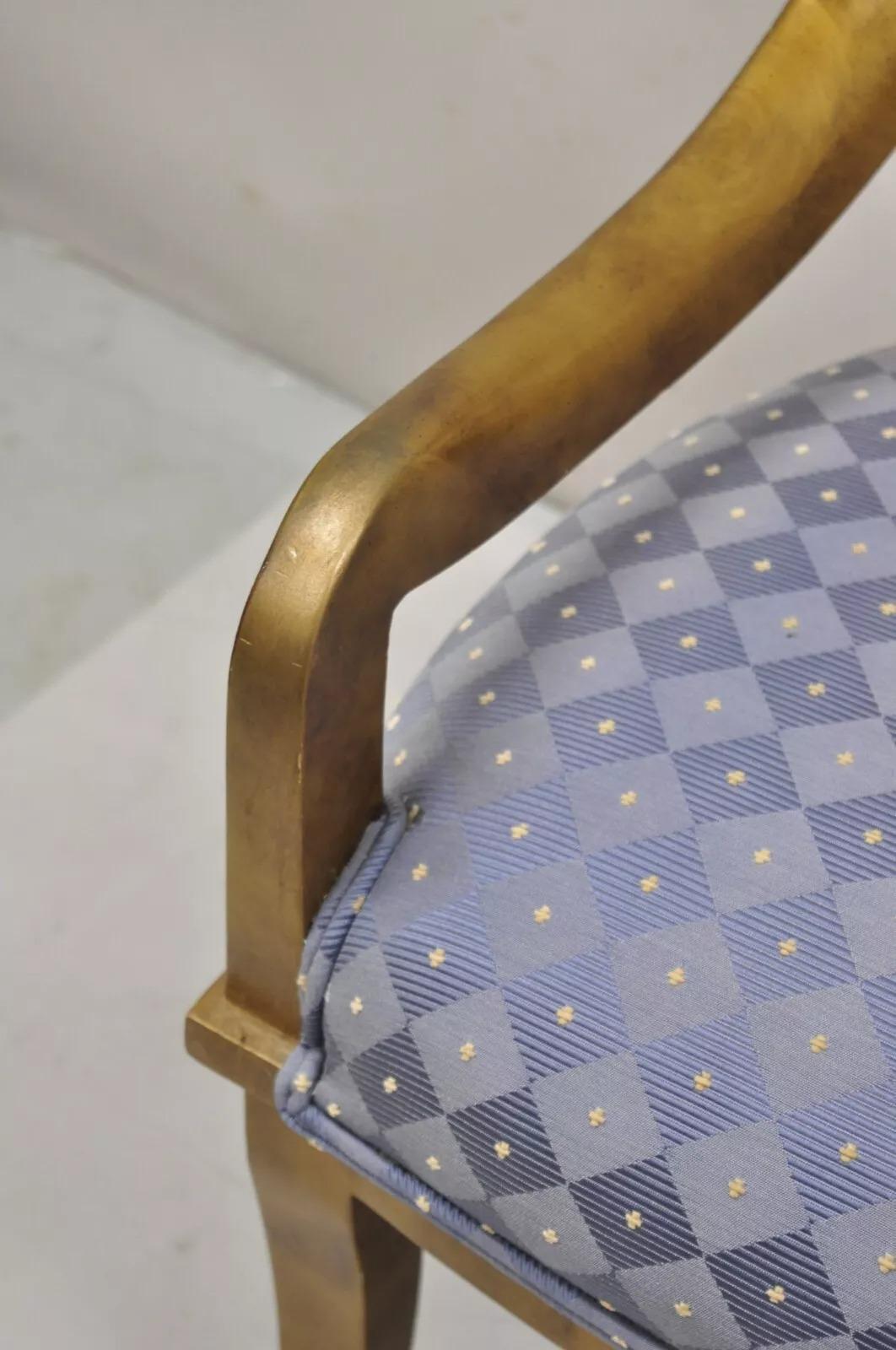 Vintage Italian Hollywood Regency Gold Gilt Wood Saber Leg Lounge Chairs - Pair For Sale 5