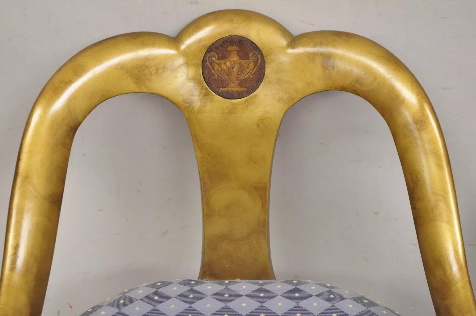 Unknown Vintage Italian Hollywood Regency Gold Gilt Wood Saber Leg Lounge Chairs - Pair For Sale