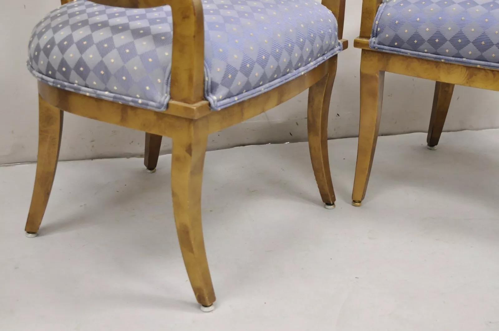 Vintage Italian Hollywood Regency Gold Gilt Wood Saber Leg Lounge Chairs - Pair For Sale 3