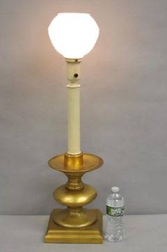 Vintage Italian Hollywood Regency Gold Giltwood Candlestick Table Lamp