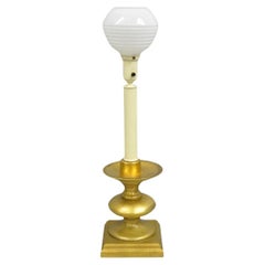 Vintage Italian Hollywood Regency Gold Giltwood Candlestick Table Lamp