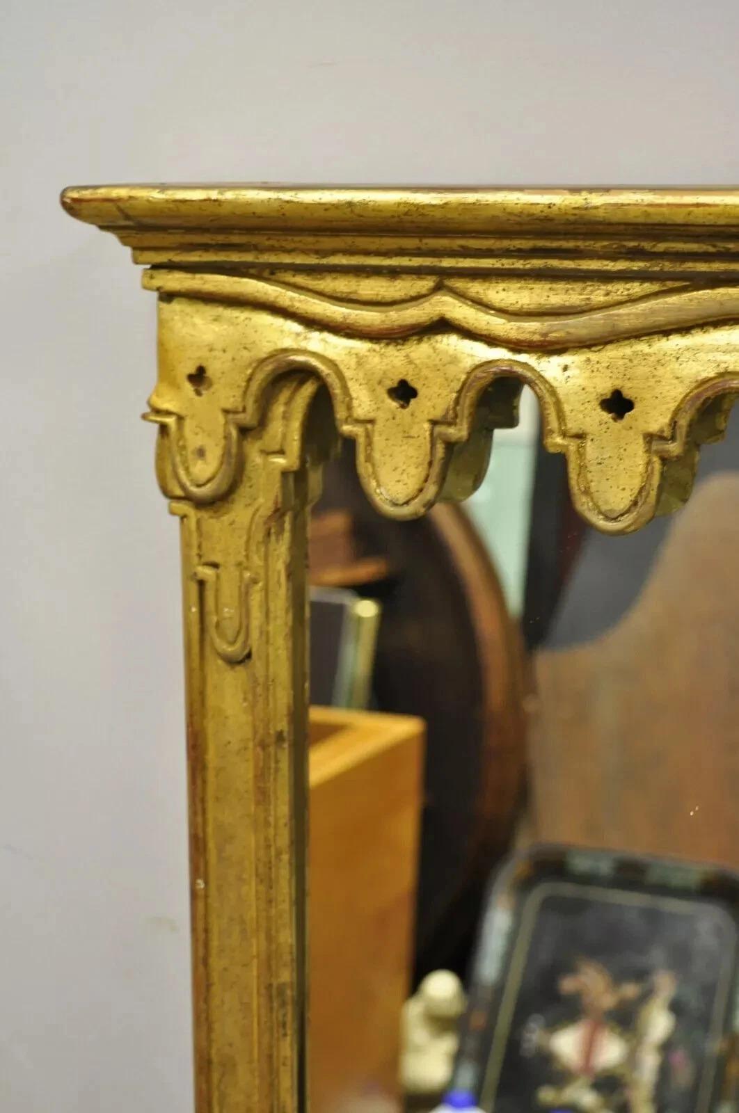 Vintage Italian Hollywood Regency Gold Giltwood Narrow Wall Mirrors - a Pair 3