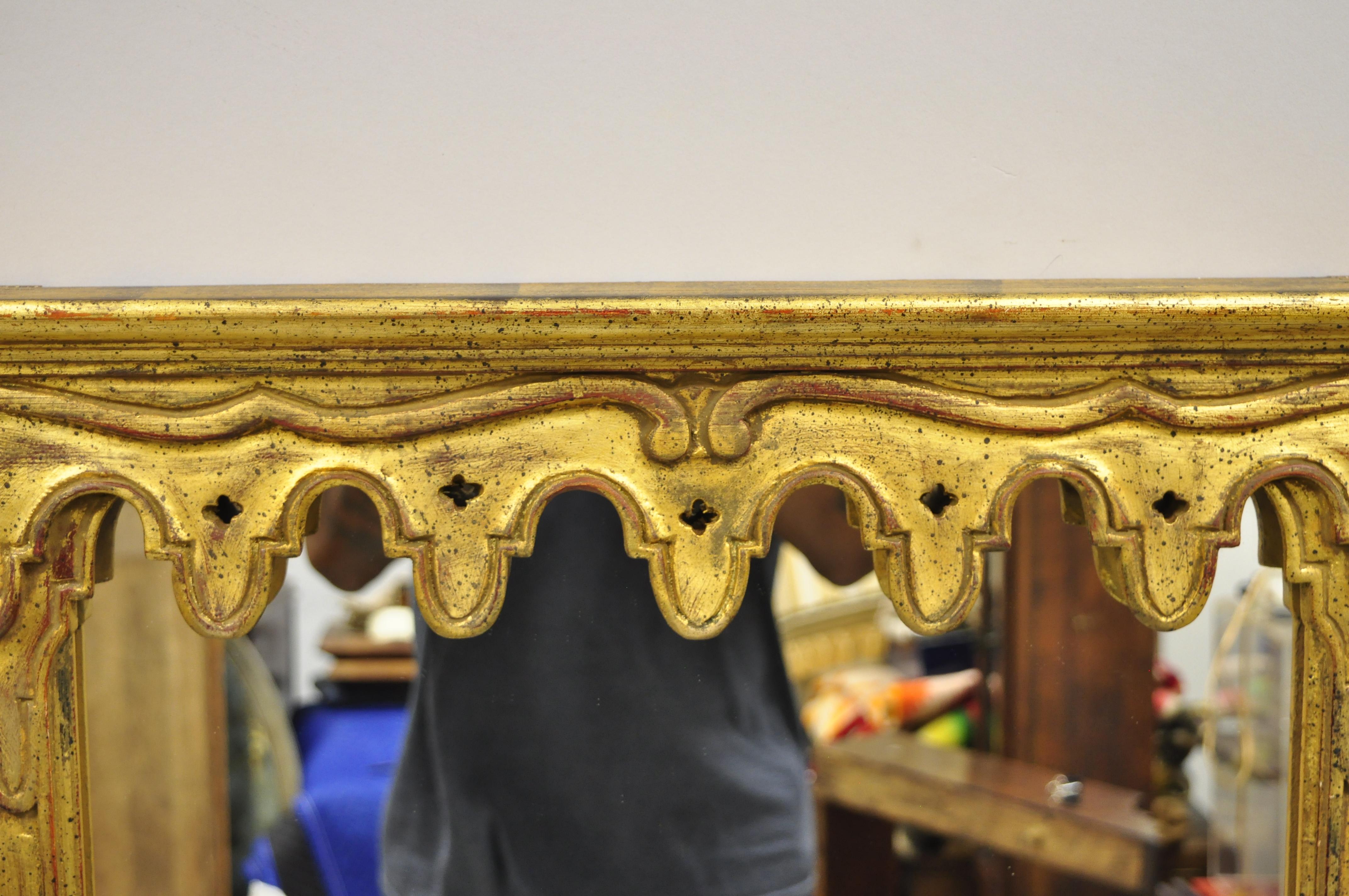 20th Century Vintage Italian Hollywood Regency Gold Giltwood Trumeau Wall Mirrors, a Pair