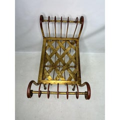 Vintage Italian Hollywood Regency Iron Gold Gilt Curule Vanity Bench