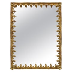Vintage Italian Hollywood Regency Iron Leaf Scroll Tole Metal Wall Mirror